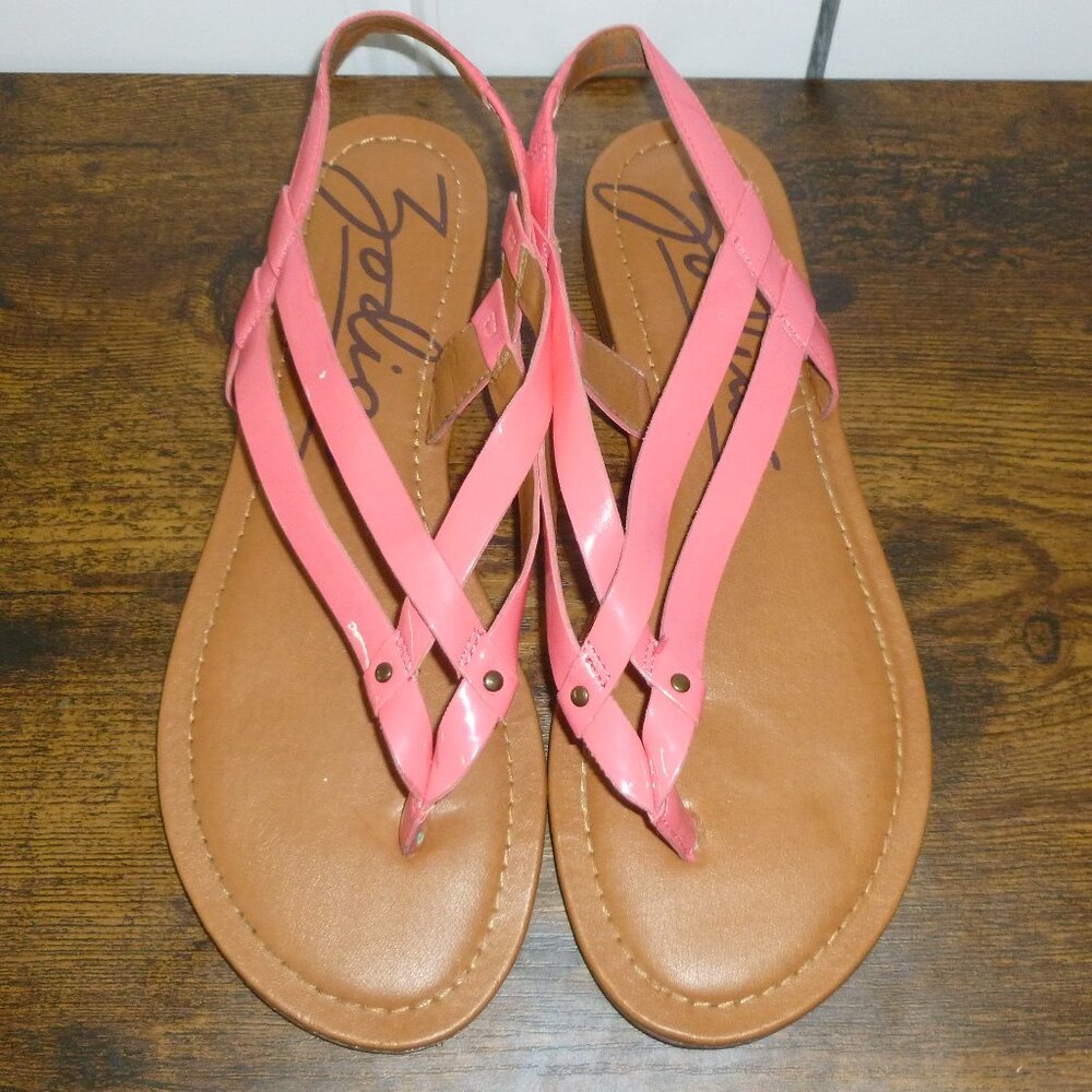 Zodiac Bright Neon Coral T Strappy Sling Back Sandals